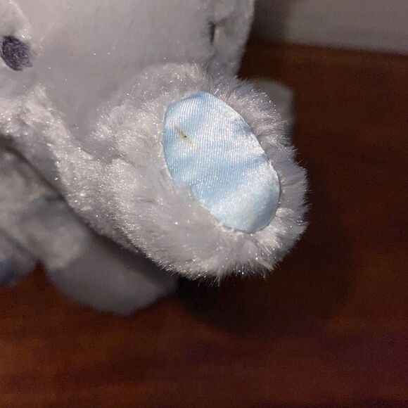 BABY GUND EMMET 10” Super Soft Baby Elephant blue satin details Chime Rattle Toy - Picture 9 of 12